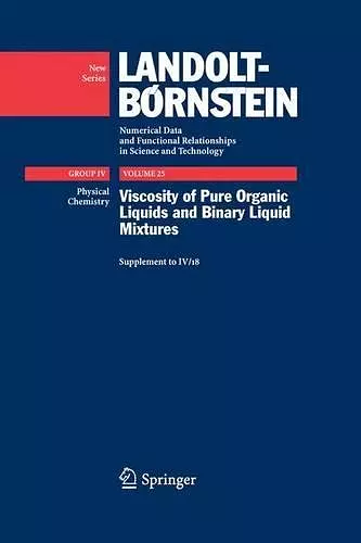 Viscosity of Pure Organic Liquids and Binary Liquid Mixtures cover