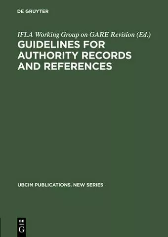 Guidelines for Authority Records and References cover