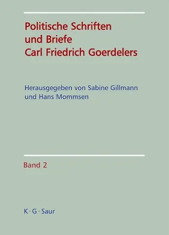 Politische Schriften Und Briefe Carl Friedrich Goerdelers cover