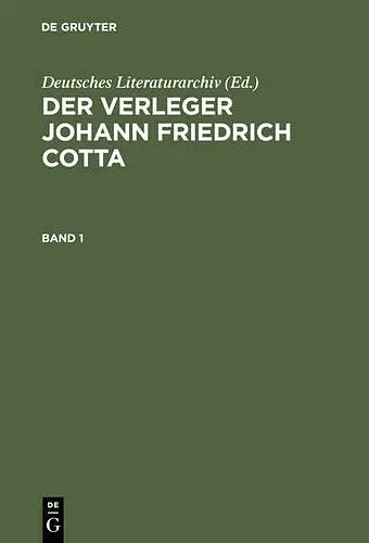 Der Verleger Johann Friedrich Cotta cover