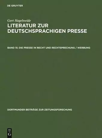 Die Presse in Recht Und Rechtsprechung / Werbung cover