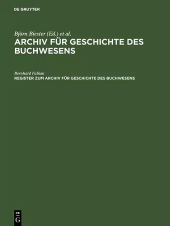 Register Zum Archiv Für Geschichte Des Buchwesens (Band I-XX) cover