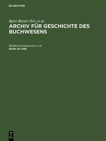Archiv für Geschichte des Buchwesens, Band 24, Archiv für Geschichte des Buchwesens (1983) cover