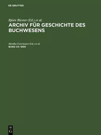Archiv für Geschichte des Buchwesens, Band 34, Archiv für Geschichte des Buchwesens (1990) cover