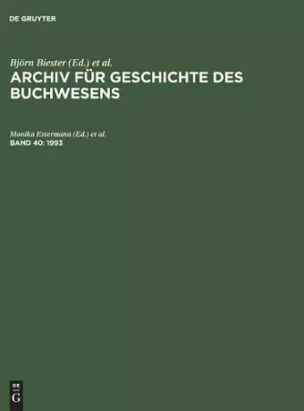 Archiv für Geschichte des Buchwesens, Band 40, Archiv für Geschichte des Buchwesens (1993) cover