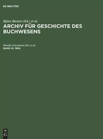 Archiv für Geschichte des Buchwesens, Band 41, Archiv für Geschichte des Buchwesens (1994) cover