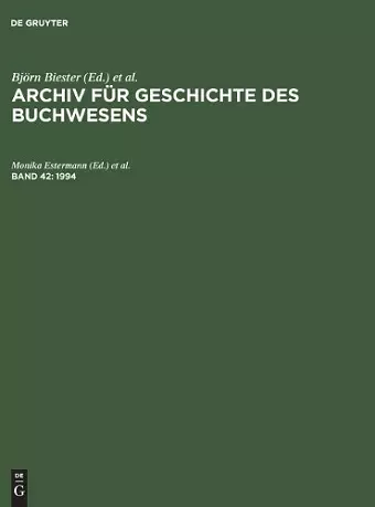Archiv für Geschichte des Buchwesens, Band 42, Archiv für Geschichte des Buchwesens (1994) cover