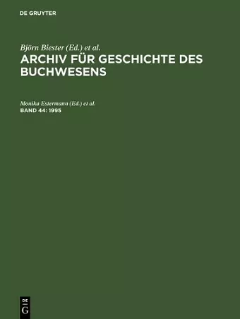 Archiv für Geschichte des Buchwesens, Band 44, Archiv für Geschichte des Buchwesens (1995) cover