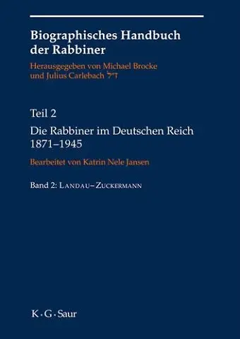 Die Rabbiner Im Deutschen Reich 1871-1945 cover