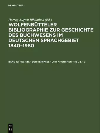 Register der Verfasser und anonymen Titel cover