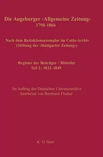Register der Beiträger / Mitteiler cover