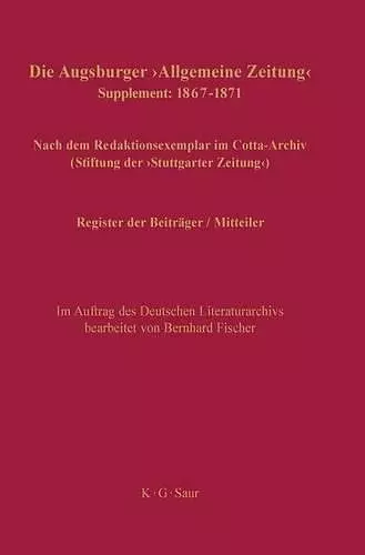 Register der Beiträger / Mitteiler cover