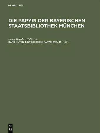 Griechische Papyri (Nr. 45 - 154) cover