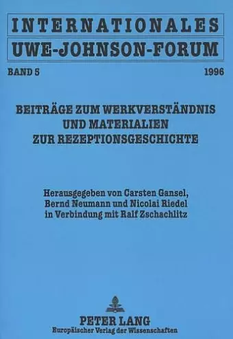 Internationales Uwe-Johnson-Forum. Band 5 (1996) cover