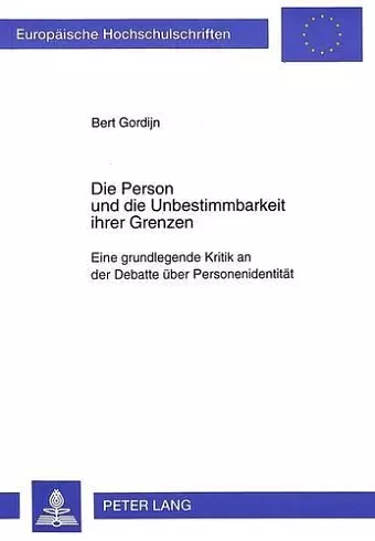 Die Person Und Die Unbestimmbarkeit Ihrer Grenzen cover