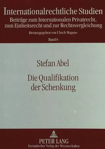 Die Qualifikation Der Schenkung cover