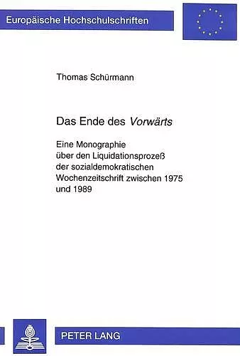 Das Ende Des «Vorwaerts» cover