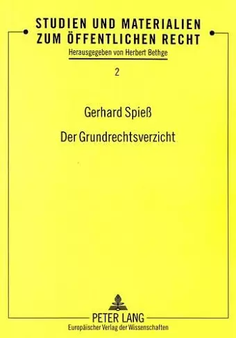 Der Grundrechtsverzicht cover