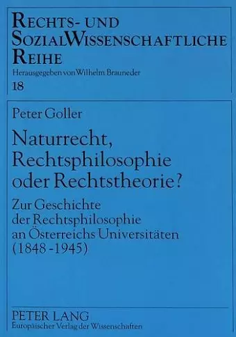 Naturrecht, Rechtsphilosophie Oder Rechtstheorie? cover