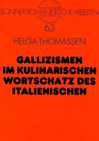 Gallizismen Im Kulinarischen Wortschatz Des Italienischen cover