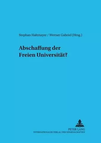 Abschaffung Der Freien Universitaet? cover