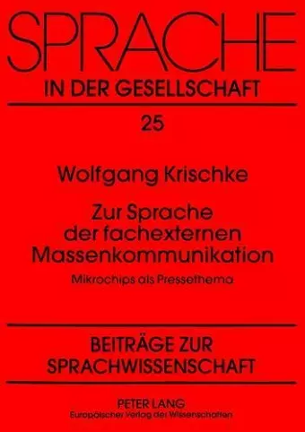 Zur Sprache Der Fachexternen Massenkommunikation cover