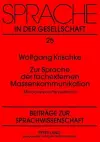 Zur Sprache Der Fachexternen Massenkommunikation cover