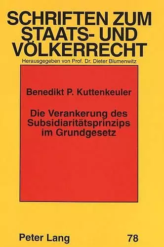 Die Verankerung Des Subsidiaritaetsprinzips Im Grundgesetz cover