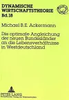 Die Optimale Angleichung Der Neuen Bundeslaender an Die Lebensverhaeltnisse in Westdeutschland cover