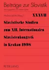 Slavistische Studien Zum XII. Internationalen Slavistenkongreß in Krakau 1998 cover