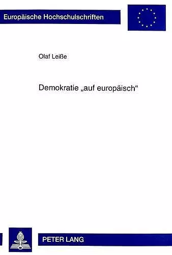 Demokratie «Auf Europaeisch» cover