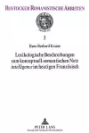 Lexikologische Beschreibungen Zum Konzeptuell-Semantischen Netz «Intelligence» Im Heutigen Franzoesisch cover