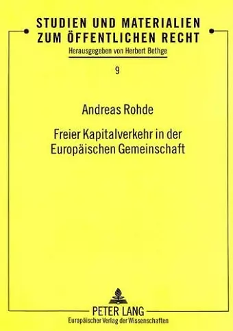 Freier Kapitalverkehr in Der Europaeischen Gemeinschaft cover