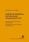 Logik Fuer Die Mittelklasse Des Gymnasiums (Nuernberg 1810-11 Ff) cover