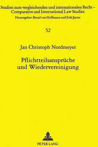 Pflichtteilsansprueche Und Wiedervereinigung cover