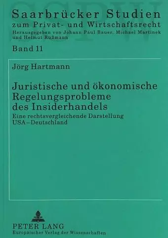 Juristische Und Oekonomische Regelungsprobleme Des Insiderhandels cover