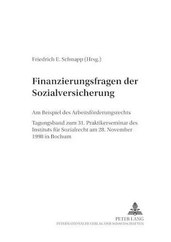 Finanzierungsfragen Der Sozialversicherung cover