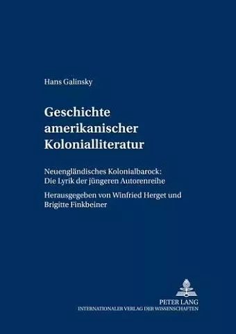 Geschichte Amerikanischer Kolonialliteratur cover