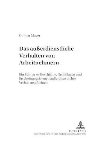 Das Außerdienstliche Verhalten Von Arbeitnehmern cover