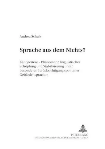 Sprache Aus Dem Nichts? cover