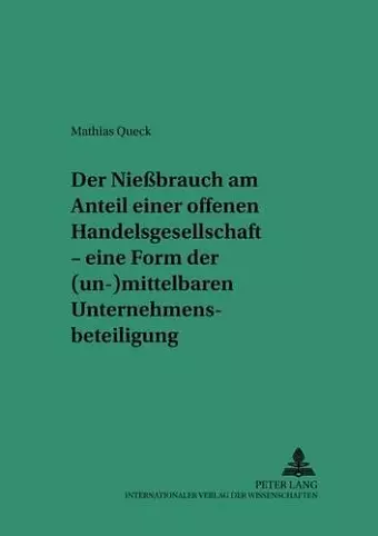 Der Nießbrauch Am Anteil Einer Offenen Handelsgesellschaft cover