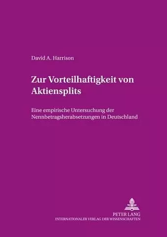 Zur Vorteilhaftigkeit Von Aktiensplits cover