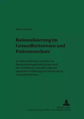 Rationierung Im Gesundheitswesen Und Patientenschutz cover