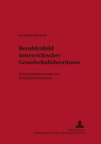 Berufsleitbild Oesterreichischer Grundschullehrerinnen cover