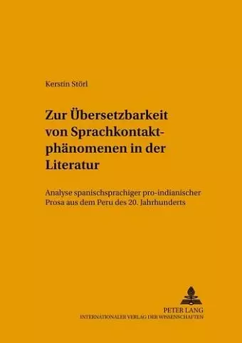 Zur Uebersetzbarkeit Von Sprachkontaktphaenomenen in Der Literatur cover