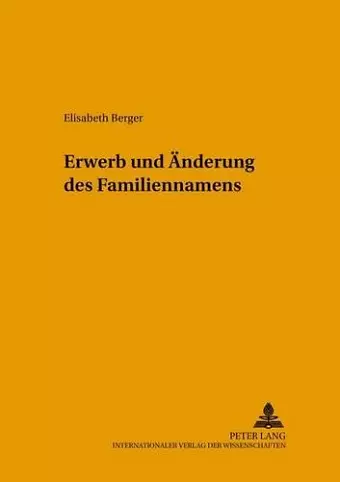 Erwerb Und Aenderung Des Familiennamens cover