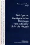 Beitraege Zur Musikgeschichte Hamburgs Vom Mittelalter Bis in Die Neuzeit cover