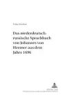 Das Niederdeutsch-Russische Sprachbuch Von Johannes Von Heemer Aus Dem Jahre 1696 cover