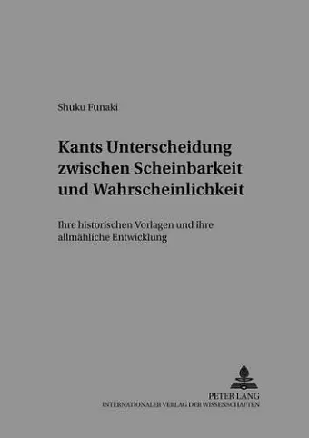 Kants Unterscheidung Zwischen Scheinbarkeit Und Wahrscheinlichkeit cover