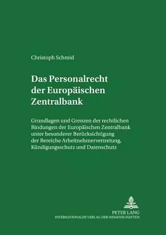 Das Personalrecht Der Europaeischen Zentralbank cover